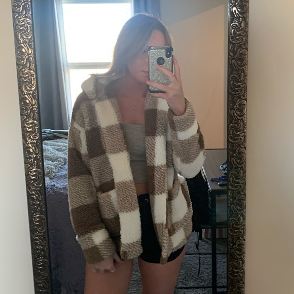 Shein Fuzzy Flannel Jacket - Picture 1 of 4